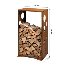 GrillSymbol Holzlager aus Cortenstahl WoodStock M 60*37*106 cm